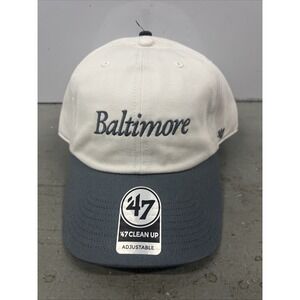 Baltimore Orioles 47 Brand Cleanup Adjustable White And Gray Sandstone Baseball